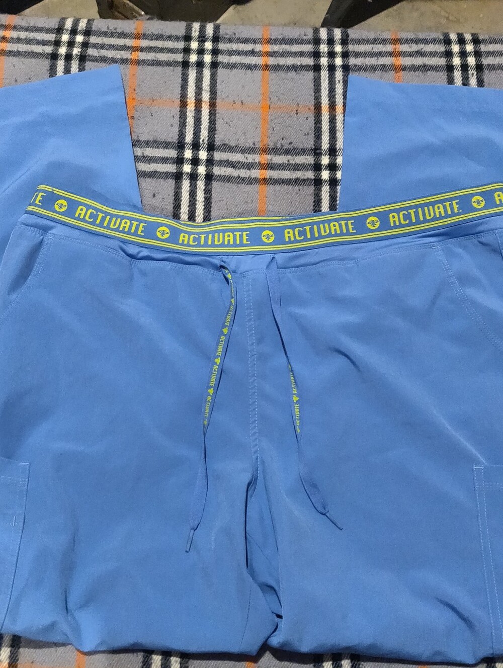 Women's Scrub Bottoms Ceil Blue Activate By Med Couture 4 Way Stretch Size XL